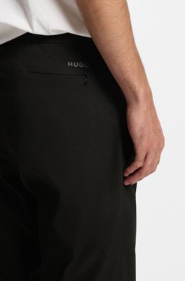 Straight-fit trousers in water-repellent ripstop, Black