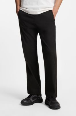 Straight-fit trousers in water-repellent ripstop, Black
