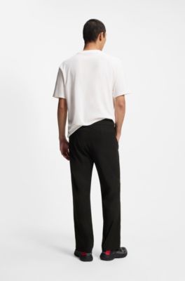 Straight-fit trousers in water-repellent ripstop, Black