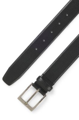 Pin-buckle belt in Italian leather, Black