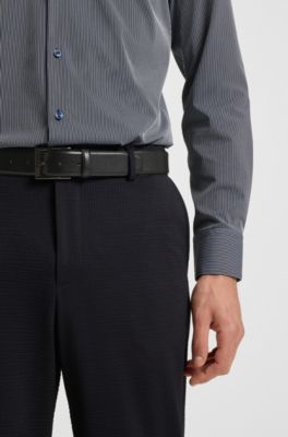 Pin-buckle belt in Italian leather, Black