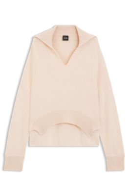 Collared sweater in virgin wool and cashmere, light pink