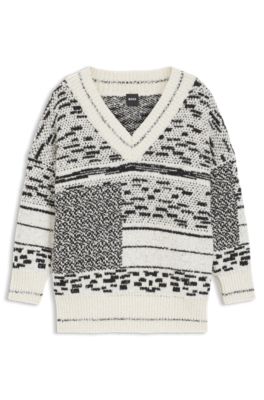 Jacquard-pattern sweater in a cotton blend, Patterned