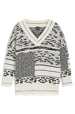 Jacquard-pattern sweater in a cotton blend