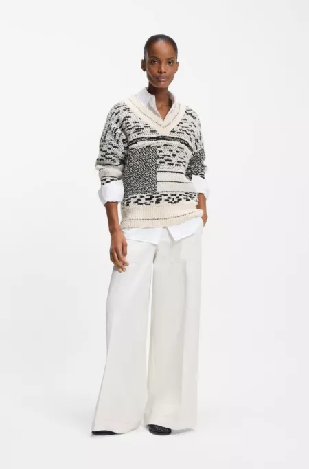 Jacquard-pattern sweater in a cotton blend