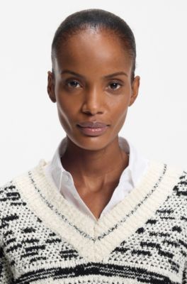 Jacquard-pattern sweater in a cotton blend, Patterned