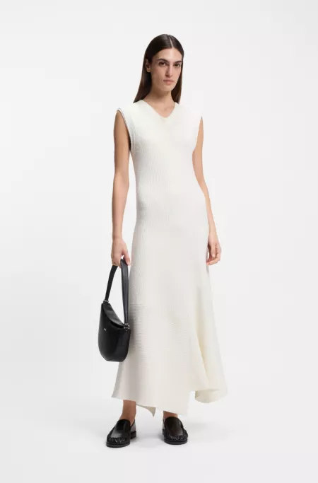 Bouclé-yarn dress in a slim fit