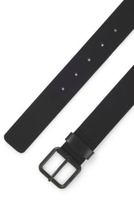 Cintur&oacute;n de piel italiana con hebilla a tono, Negro