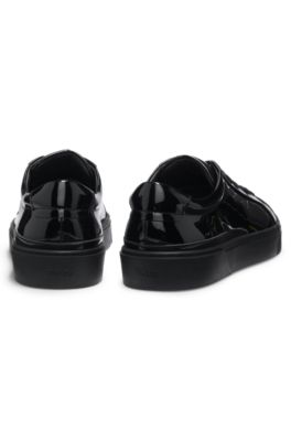 Gary trainers with patent effect, Black