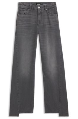 Vaqueros boyfriend fit en denim r&iacute;gido gris, Gris