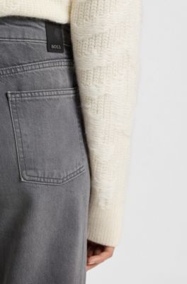 Grey boyfriend-fit jeans in rigid denim, Grey