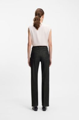 Black slim-fit jeans in marble-structured stretch denim, Dark Grey