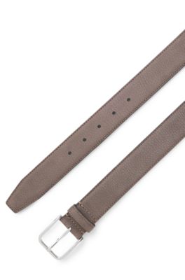 Ceinture en nubuck italien avec boucle &agrave; ardillon lisse, Marron fonc&eacute;