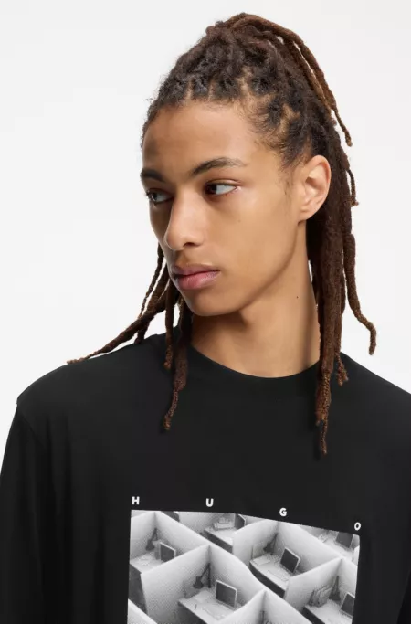 Printed-artwork T-shirt in cotton jersey