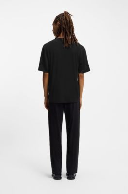 Printed-artwork T-shirt in cotton jersey, Black