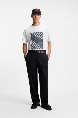 Camiseta de punto de algod&oacute;n con ilustraci&oacute;n estampada, Blanco