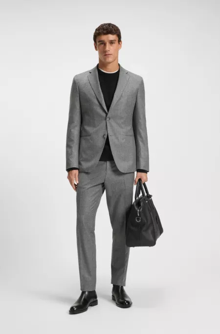 Micro-patterned slim-fit jacket in virgin wool
