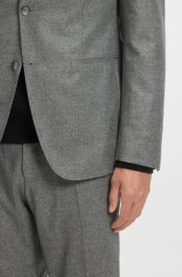 Micro-patterned slim-fit jacket in virgin wool, Silver