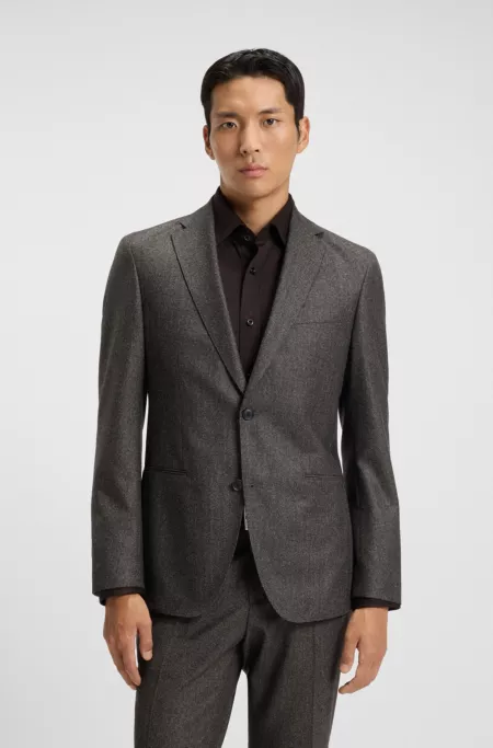 Micro-patterned slim-fit jacket in virgin wool