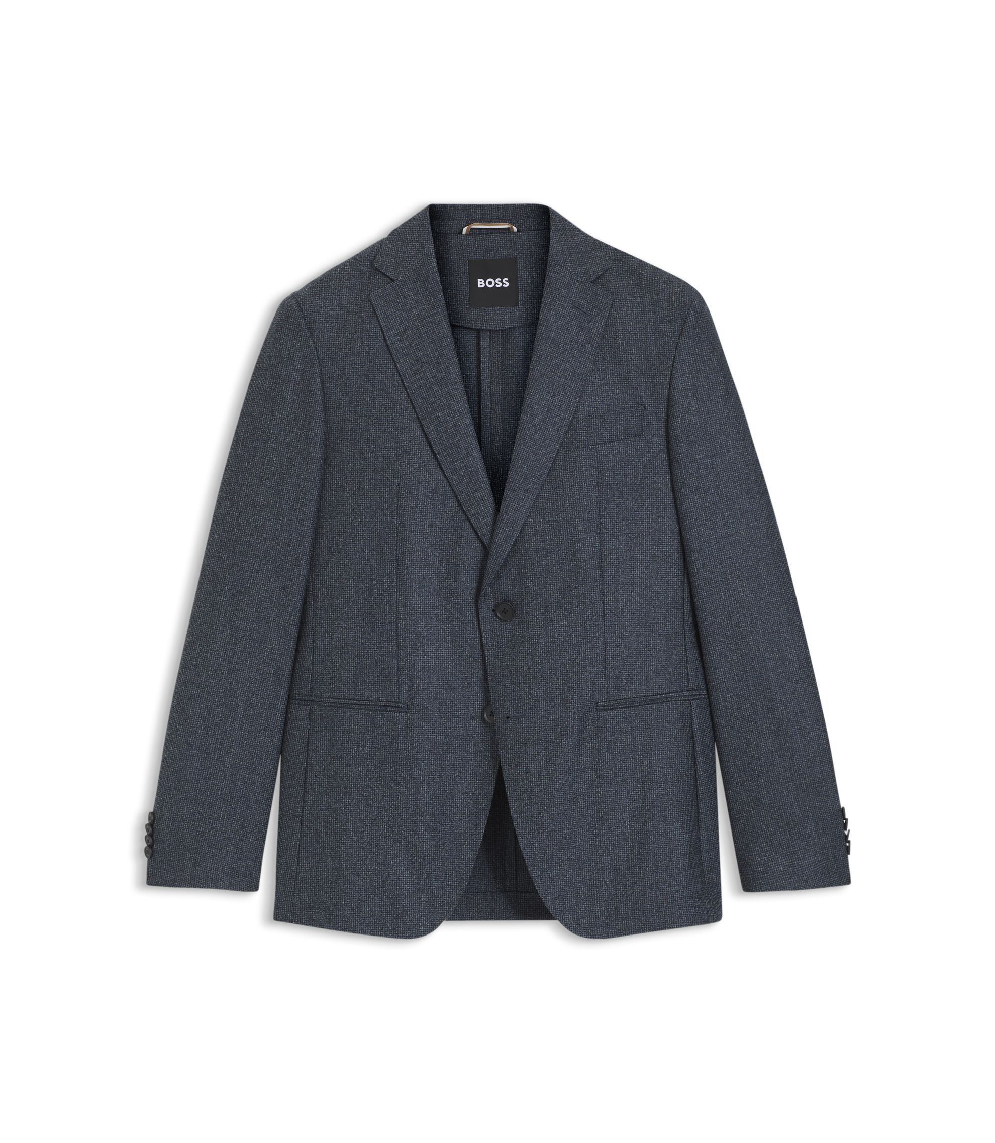 BOSS - Micro-patterned slim-fit jacket in virgin wool - Light Blue