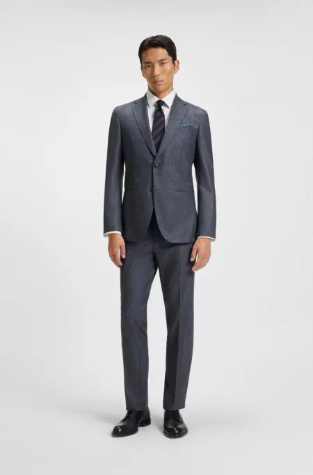Micro-patterned slim-fit jacket in virgin wool