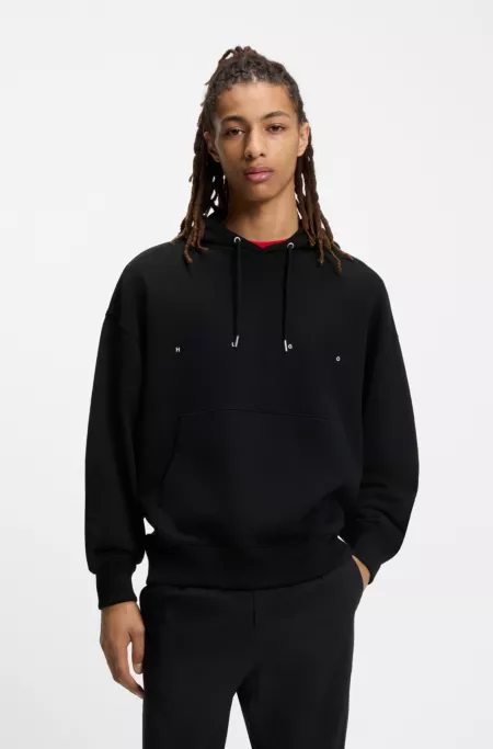 Cotton-terry hoodie with graphic print and embroidered logo
