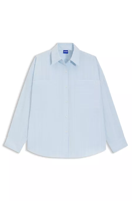 Striped relaxed-fit blouse in cotton poplin
