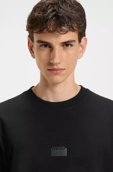 Split-logo T-shirt in cotton jersey