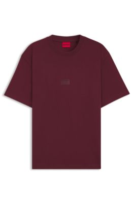 Camiseta de punto de algod&oacute;n con logotipos partidos, Rojo oscuro