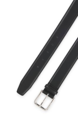 Cintur&oacute;n de piel italiana con logo grabado en la hebilla, Negro