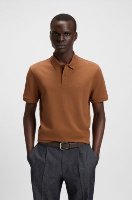 Ceinture en cuir italien avec boucle &agrave; ardillon et logo grav&eacute;, Marron fonc&eacute;