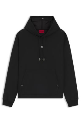Prenda con capucha relaxed fit con logo apilado, Negro
