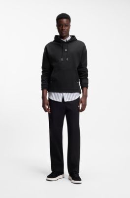 Prenda con capucha relaxed fit con logo apilado, Negro