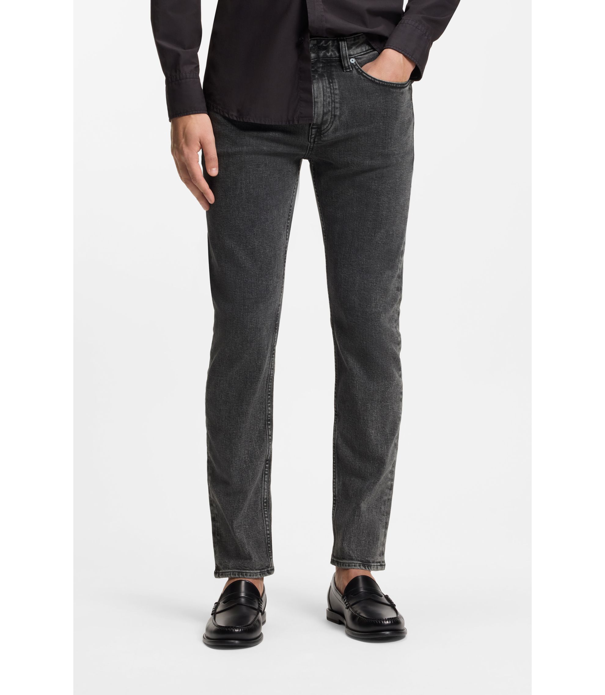 BOSS Delaware grey slim-fit jeans in stretch denim Dark Grey