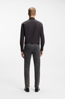 Delaware grey slim-fit jeans in stretch denim, Dark Grey