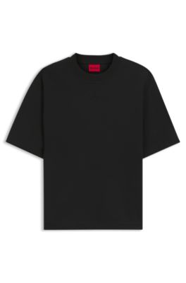 Camiseta relaxed fit con pespuntes, Negro