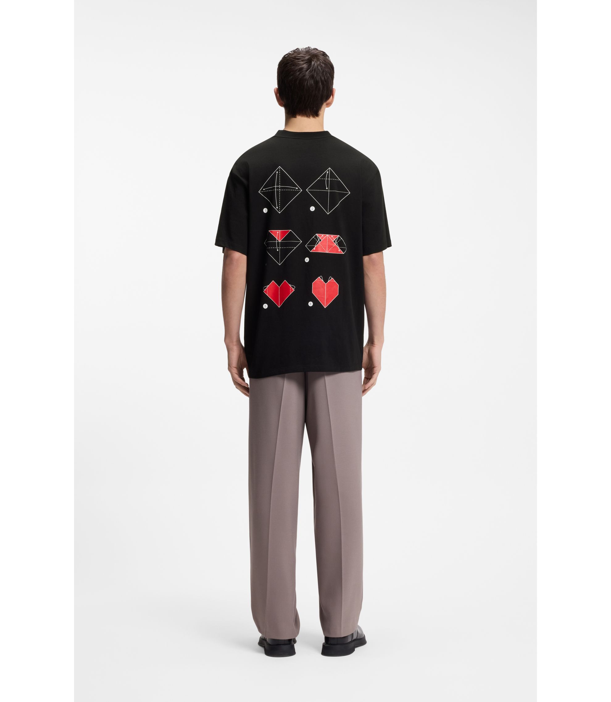 HUGO - All-gender Cotton-jersey T-shirt with origami-heart prints