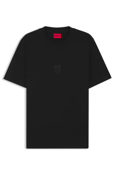 Rubber-logo T-shirt in cotton jersey