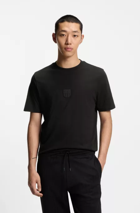 Rubber-logo T-shirt in cotton jersey