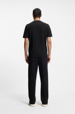 Camiseta de punto de algod&oacute;n con logo de goma, Negro