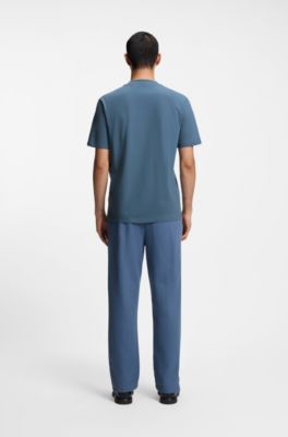Camiseta de punto de algod&oacute;n con logo de goma, Celeste