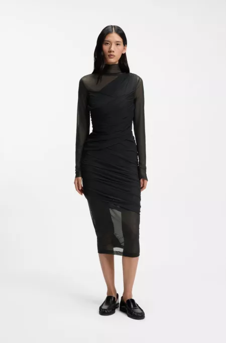 Mesh-panel dress in a slim fit