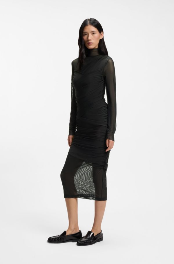 Mesh-panel dress in a slim fit - image 2