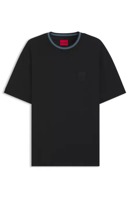 Cotton-blend T-shirt with drop-needle stripe