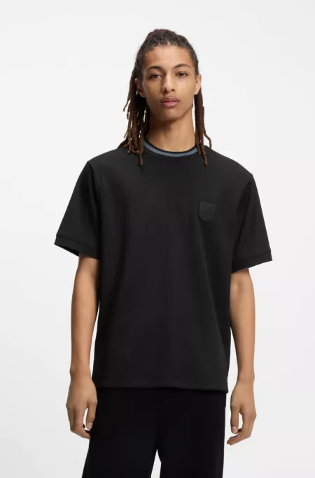 Cotton-blend T-shirt with drop-needle stripe