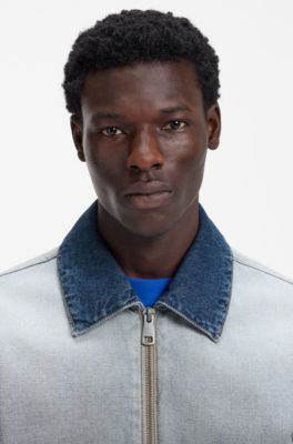 Veste en denim avec coiffant &agrave; l'envers, bleu clair