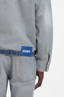 Veste en denim avec coiffant &agrave; l'envers, bleu clair