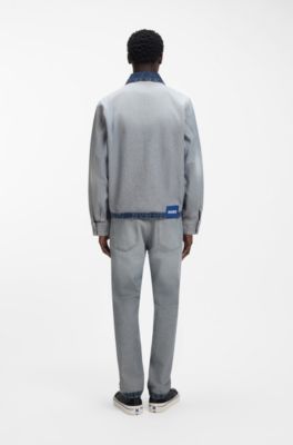 Veste en denim avec coiffant &agrave; l'envers, bleu clair