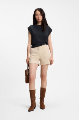 Jersey T-shirt with side twist detail, Black