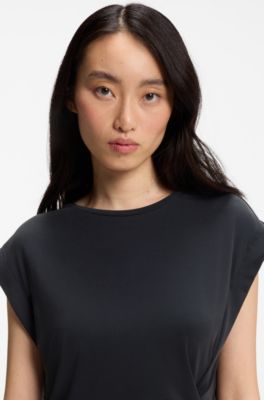 Camiseta holgada con detalle lateral de nudo, Negro